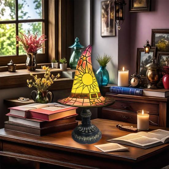 Лампа в виде шляпы ведьмы, светодиодный ночник, мягкое свечение, питание от батареек, светящийся на Хэллоуин, шляпа ведьмы, готический ночник, декор