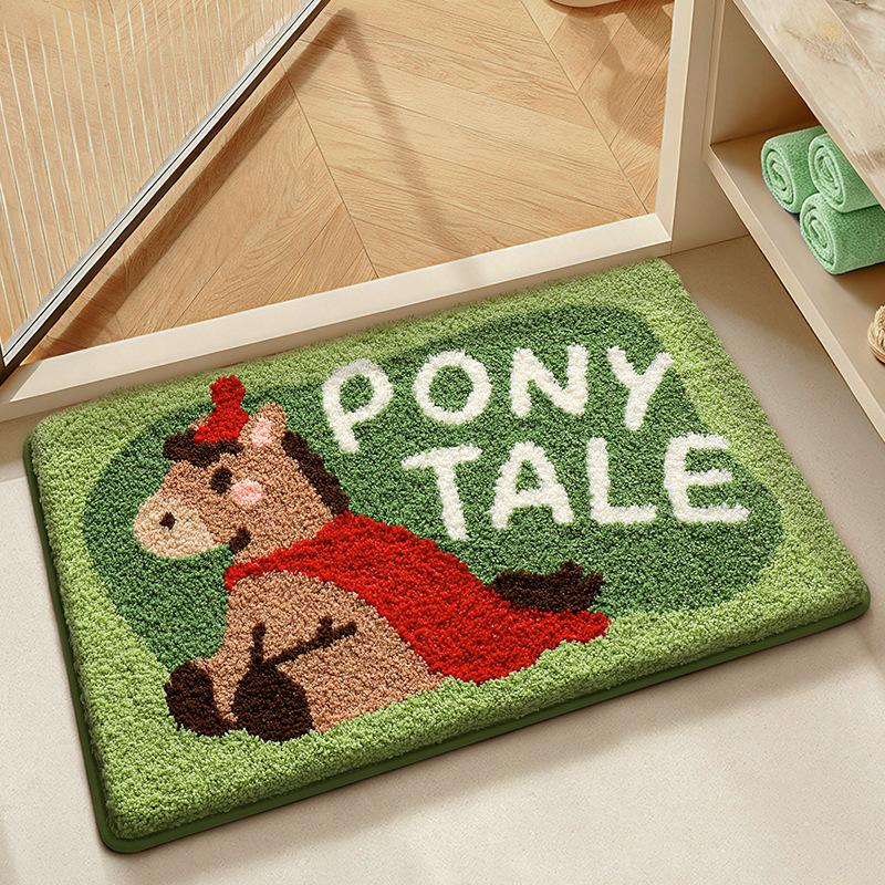 Absorbent Bathroom Rug Non Slip Quick Drying Flannel Floor Mat Anti-Skid Bath Carpet for Home Toilet Bathtub Shower Accessories