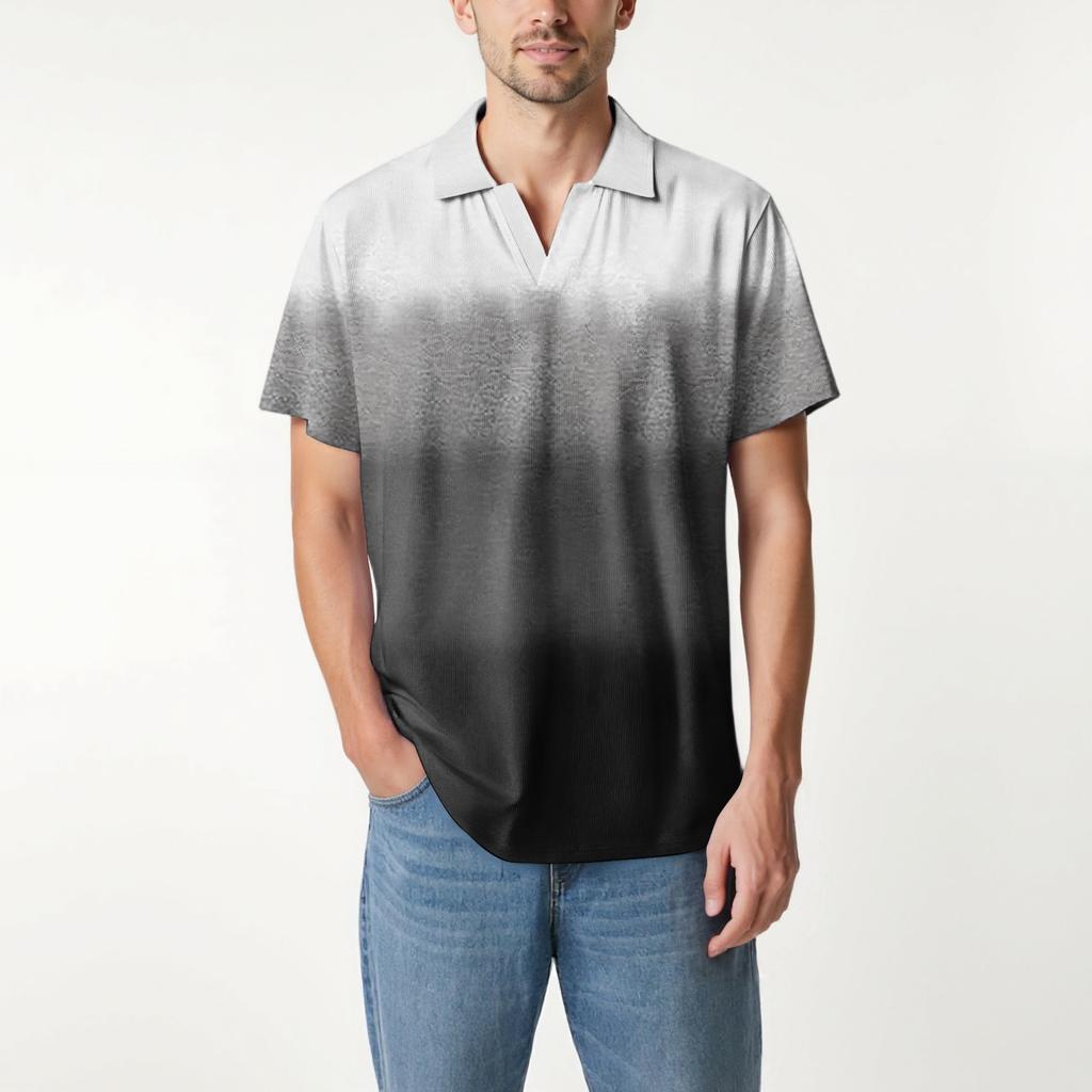 Мужская модная футболка для гольфа с коротким рукавом и V-образным вырезом