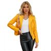 VAYLA Women Fashion Lace-up Leather Jacket Slim Fit Spring Autumn Motorcycle Jacket Zipper Jacket