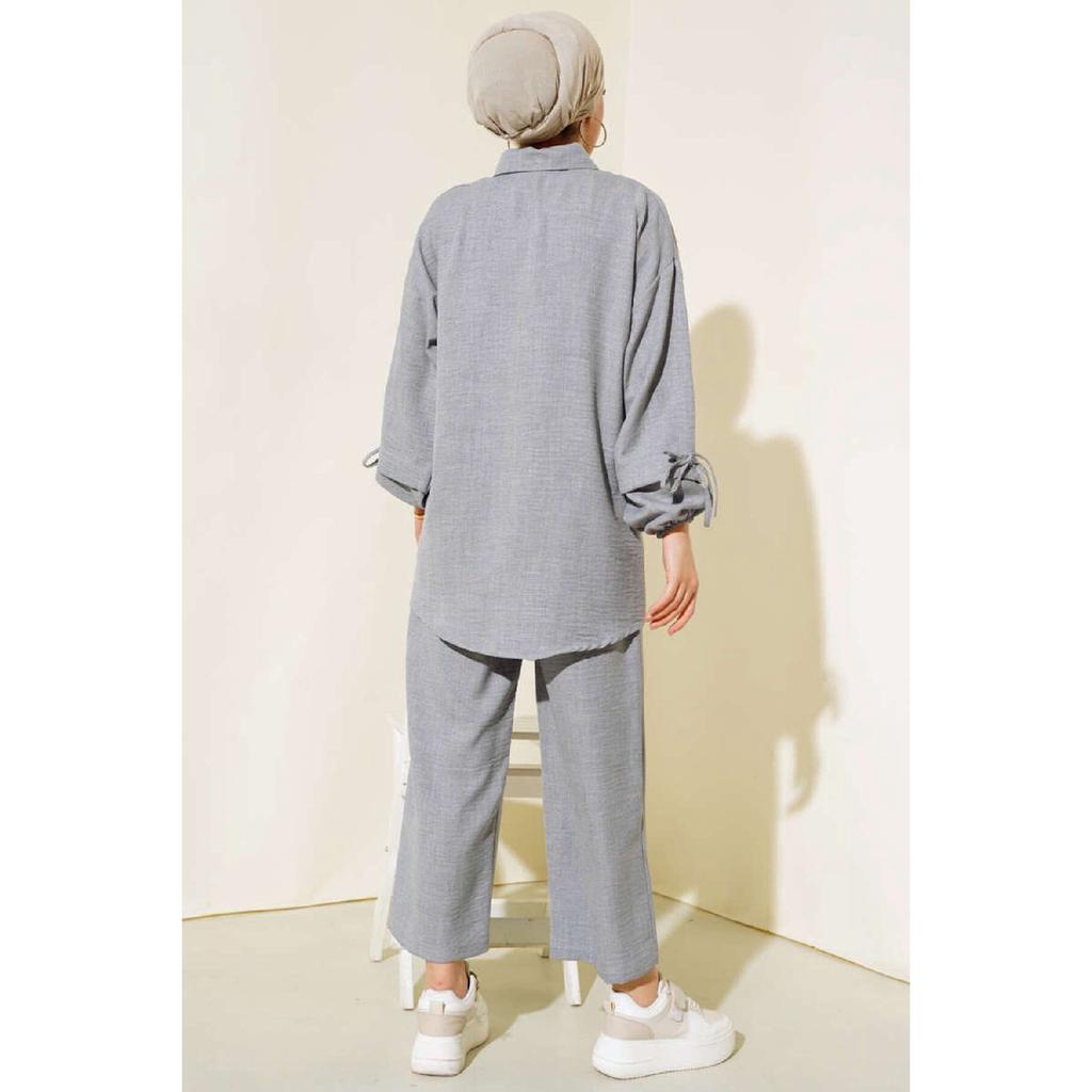 Women's Buttoned Linen Double Suit
