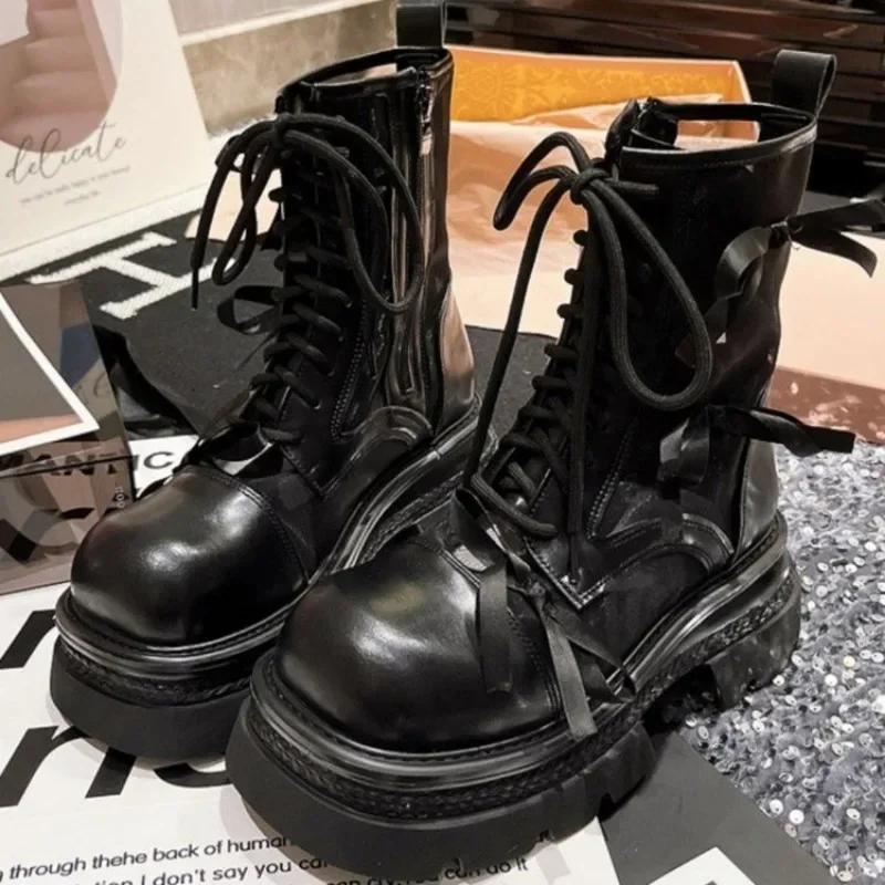 Модные летние дышащие сандалии на платформе, ботинки на толстой подошве, женские ботинки с боковой молнией, увеличивающие рост, спортивные босоножки до середины голени