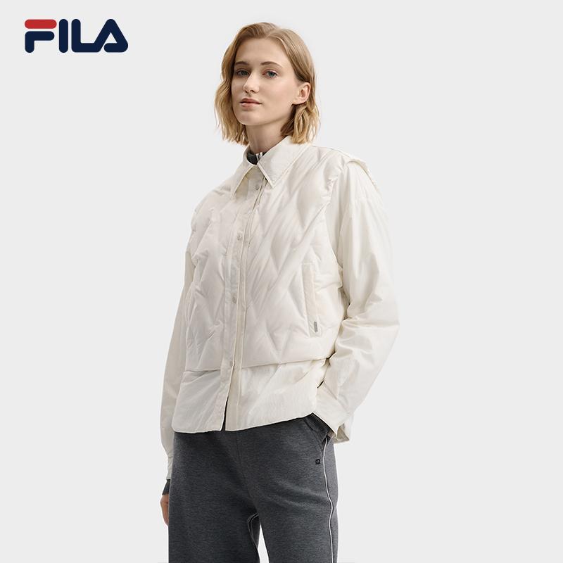 Fila Белая Минималистичная Литературная Теплая Удобная Вязаная Двухпредметная Пуховая Куртка Женская Верхняя одежда F11W543903FWT
