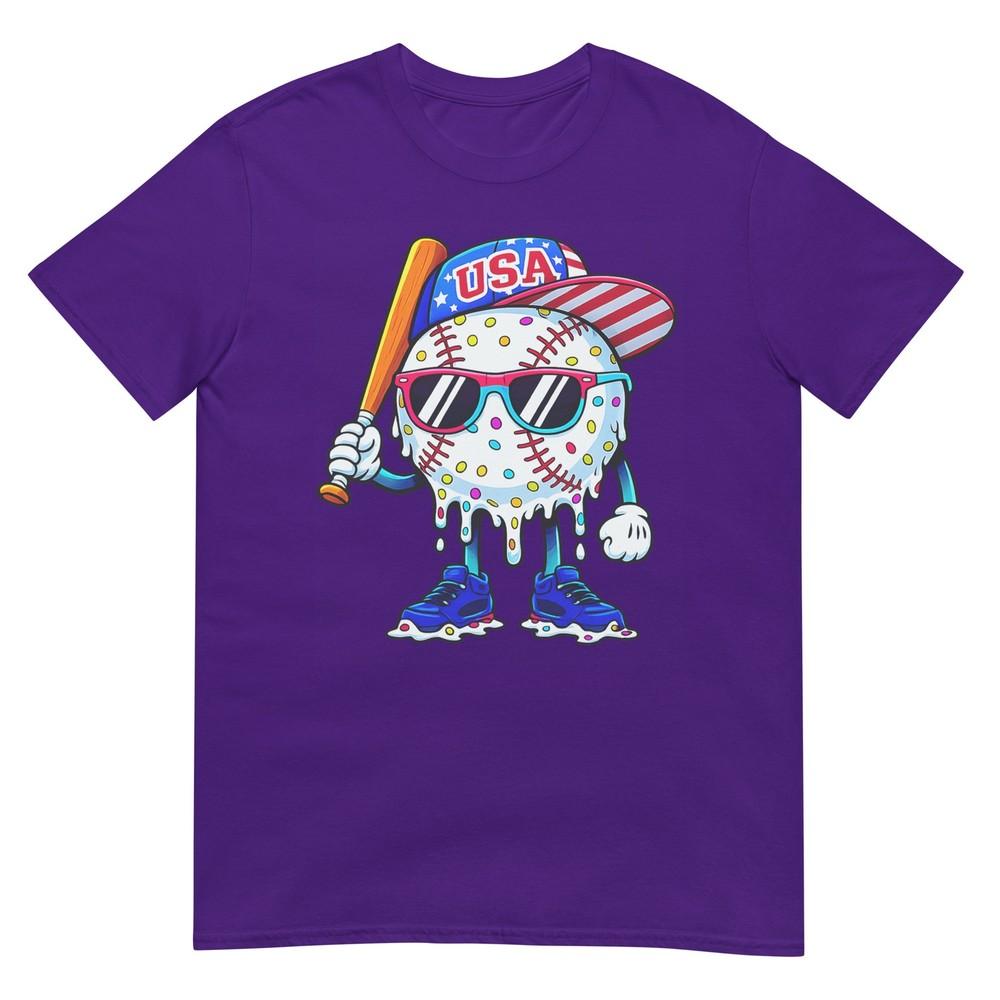 Baseball Drip For Boys Ice Cream Drip Baseball 4th Of July TShirt