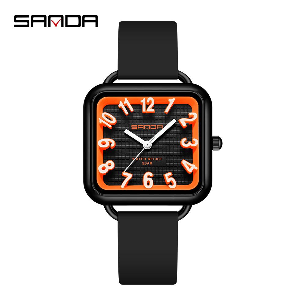 SANDA 3269 Fashion Quartz Watch Girl And Boy 5ATM Waterproof Rectangle Light Trend Student Young Men's Quartz Watch