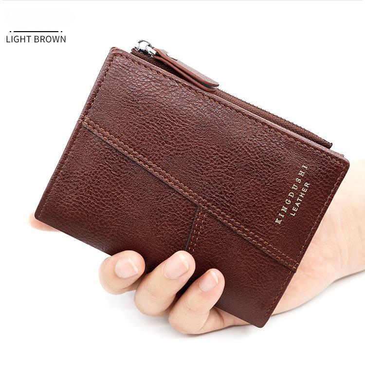 Винтажный мужской кожаный роскошный кошелек, короткие тонкие мужские кошельки, зажим для денег, кошелек для кредитных карт, долларовый кошелек, мужской кошелек для карт
