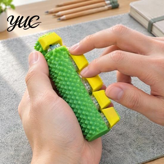 Quiet Fidget Buttons for Work 5-Key Spiky Clicker Toy, Portable Finger Press Stress Relief Desk Hand Plastic Sensory Gadgets Exercise Toy Adults
