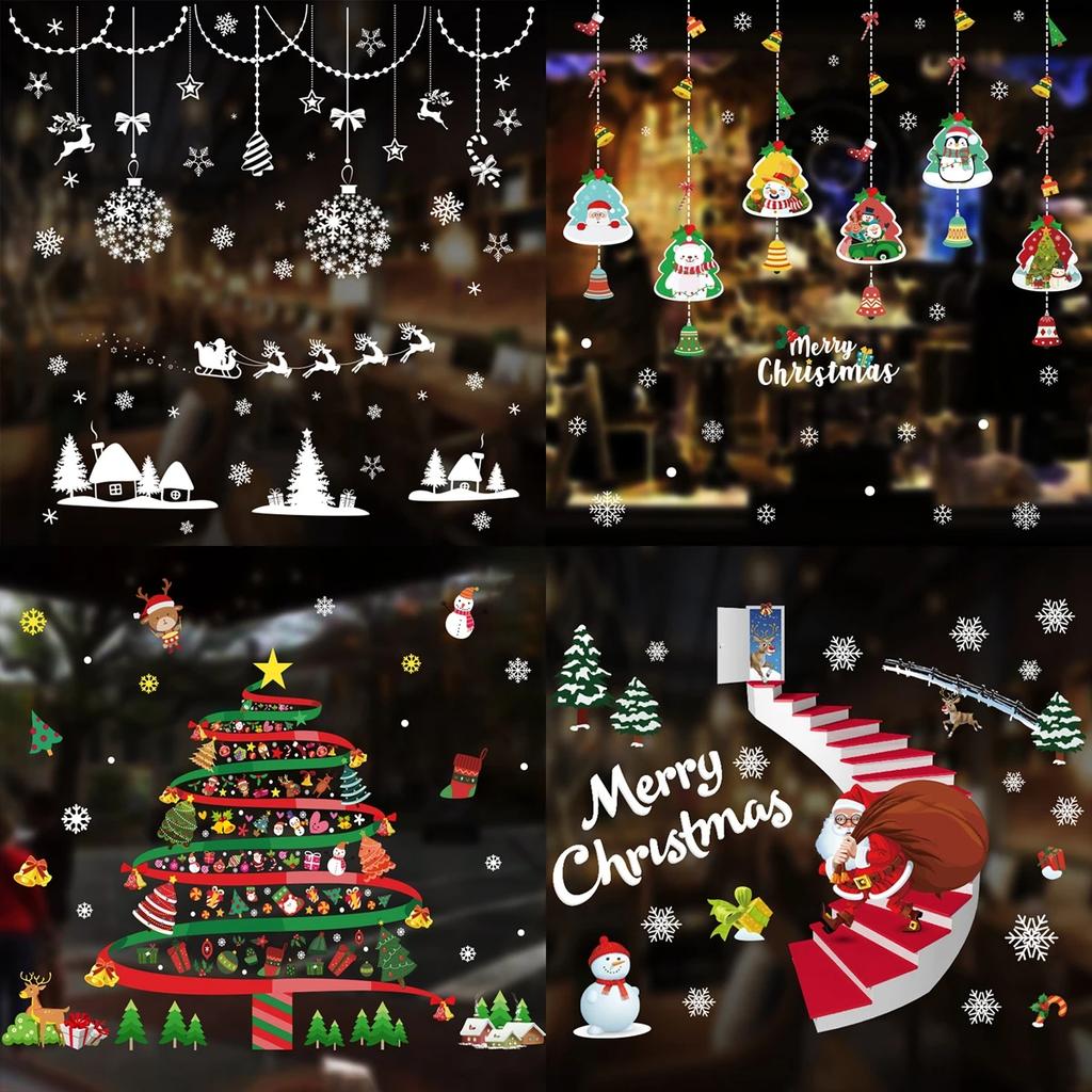Christmas Window Sticker Merry Christmas Decorations For Home 2025 Cristmas Ornament Xmas Navidad New Year 2025 Natal Gifts