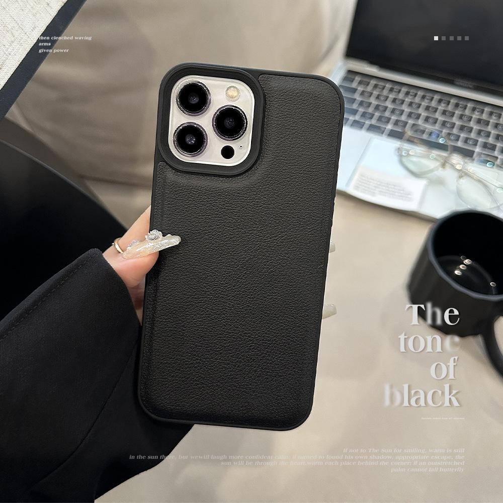 Премиальный чехол для телефона с текстурой черной кожи для iPhone 15 14 13 12 11 Pro Max, чехол-бампер из ТПУ, защита от падений, Новые продукты