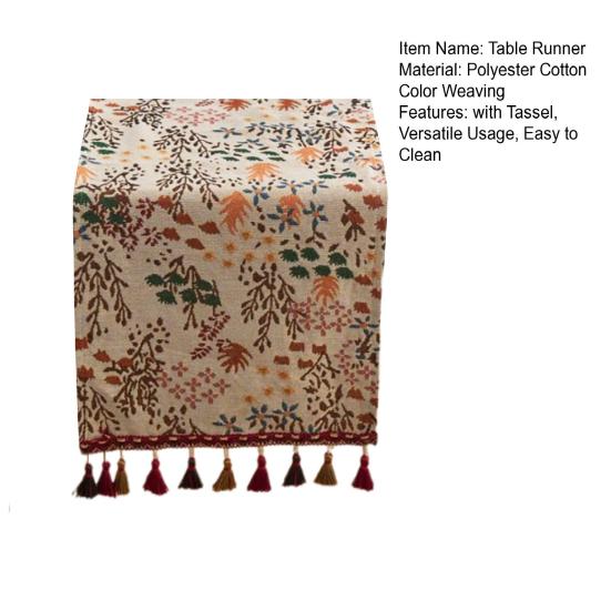 Рождественская зеленая жаккардовая скатерть-дорожка с кисточкой, декоративный праздничный флажок для стола, украшение обеденного стола для дома, ресторана, бара, кухни