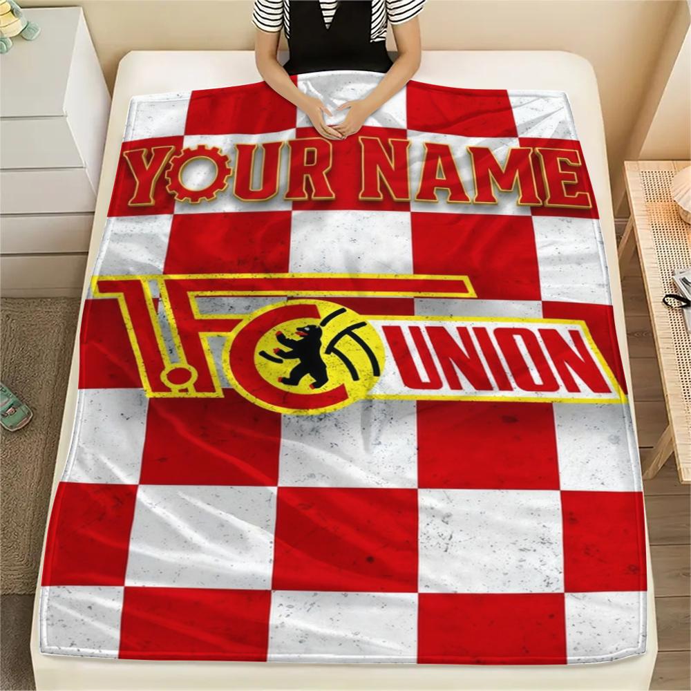 1PC Custom Name 1. FC Union Berlin Patterned Flannel Blanket Suitable For All Seasons for Home Decor Warmth and Comfort Gifts Holiday Present_xia