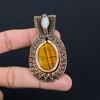Tiger Eye & Moonstone Gemstone Pure Copper Wire Wrap Handmade Beautiful Jewelry Pendant