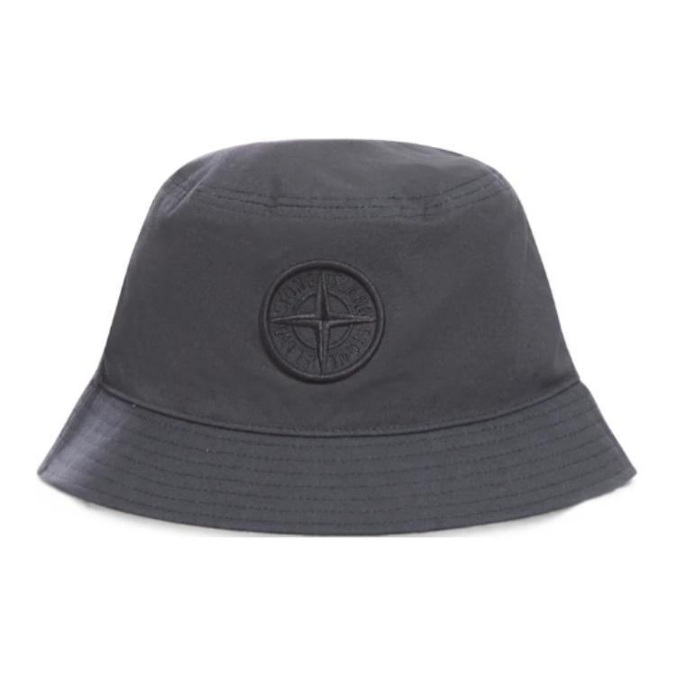 STONE ISLAND Хлопковая шляпа-рыбака с логотипом, унисекс, черная 811598161-V0029