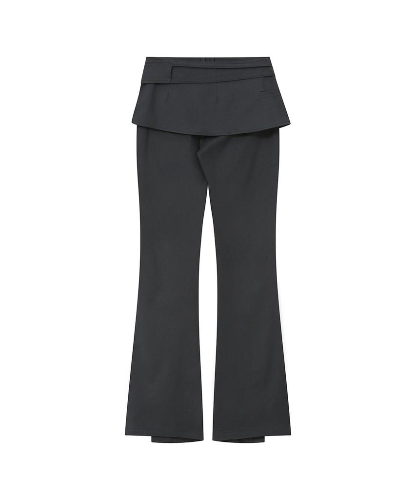 MISEKI SEOUL Side Shirring String Mini Skirt Pants Set Charcoal
