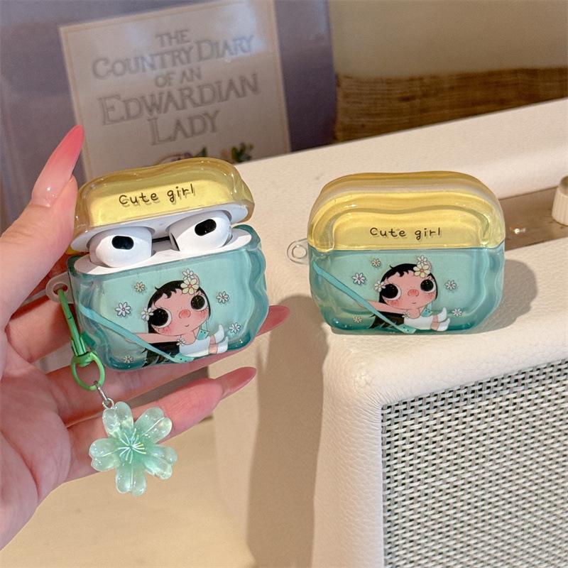 Super fire cartoon flower swing jade for AirPods 1 /pro1 earphone protective case two or three generations new