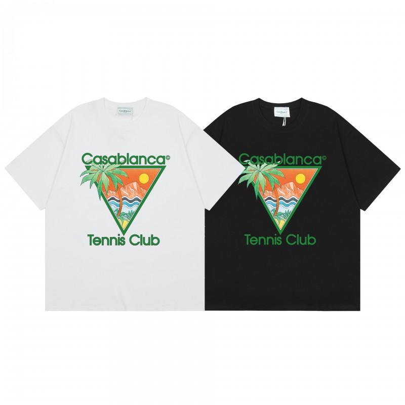 2026 Casablanca Print Loose Fit Cotton T-Shirt Men Youth Casual Wear