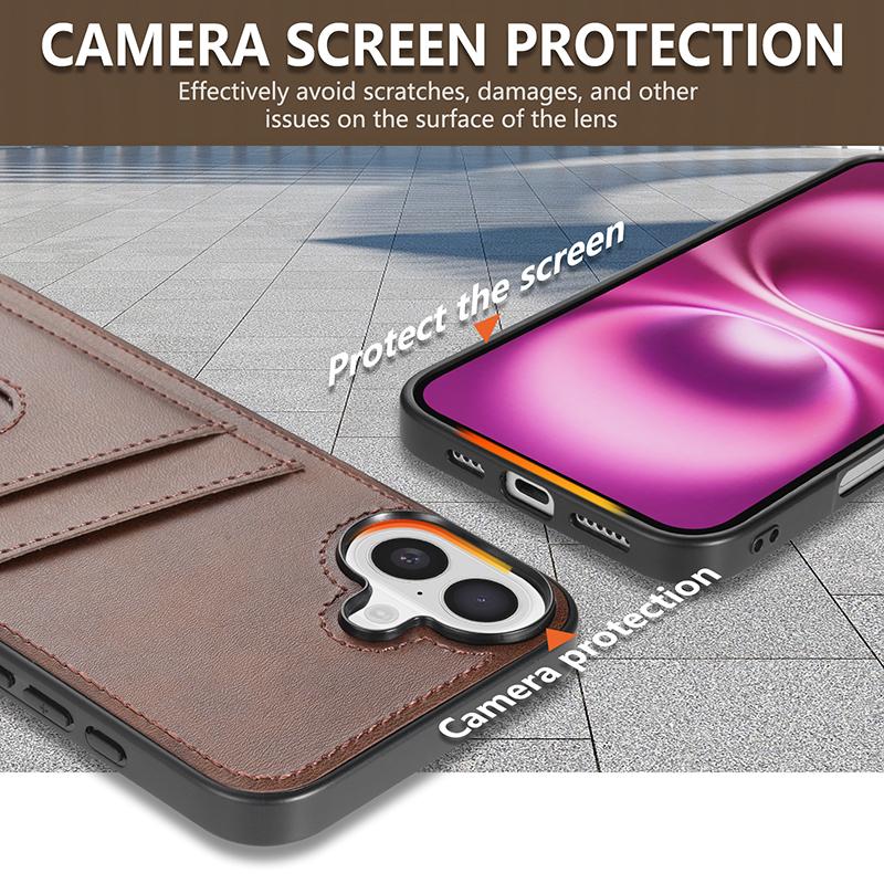 Деловой кожаный чехол с мягким краем для iPhone 16E 15 Pro Max 14 Pro 13 12 11, однотонный, ударопрочный, тонкий, жесткий, задняя крышка из поликарбоната