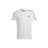 Men's Logo Embroidered Stripe Round Neck Sports Short Sleeve White T-Shirt HK2798
