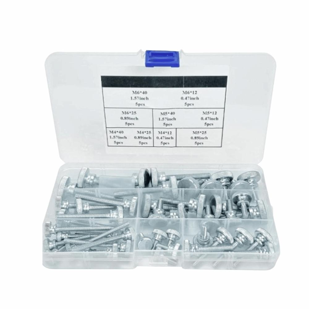 45pcs Large Head Thumb Screws Durable Round Head Screws GB834 Knurled Screws Construction