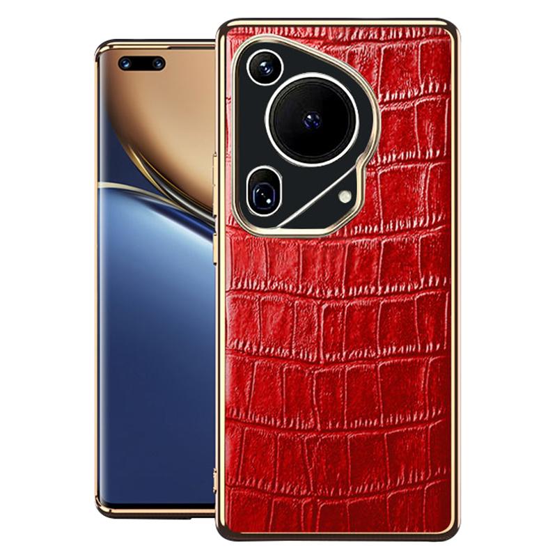 Чехол для Huawei Pura 70 Ultra с текстурой крокодила, противоударный, из натуральной коровьей кожи+ТПУ, чехол для телефона