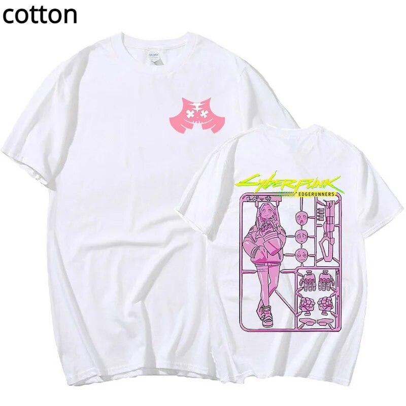 Футболка японского аниме Cyberpunk Edgerunners Rebecca Unisexga, футболка с короткими рукавами и рисунком, футболка большого размера, винтажные футболки, уличная одежда