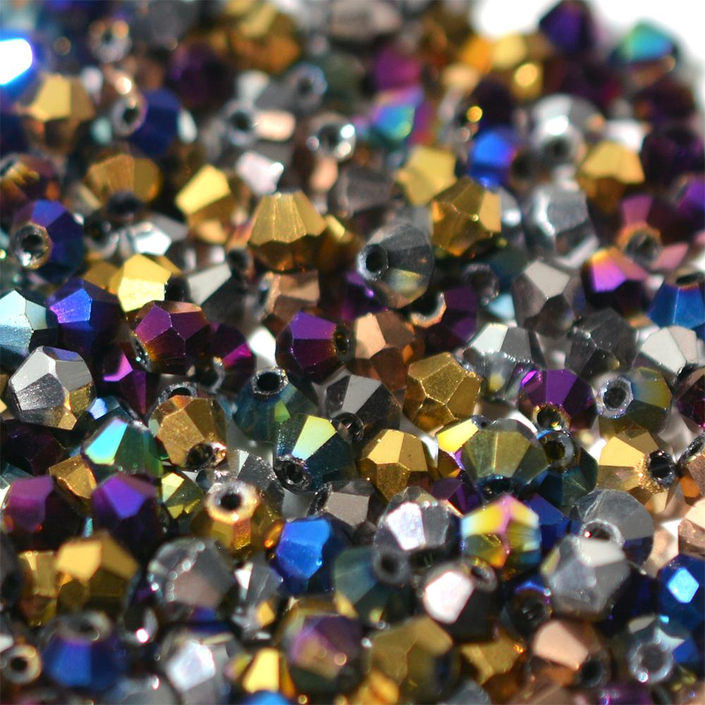 100 штук 4 мм биконических гальванизированных бусин из австрийского хрустального стекла металлических многоцветных для изготовления ювелирных изделий