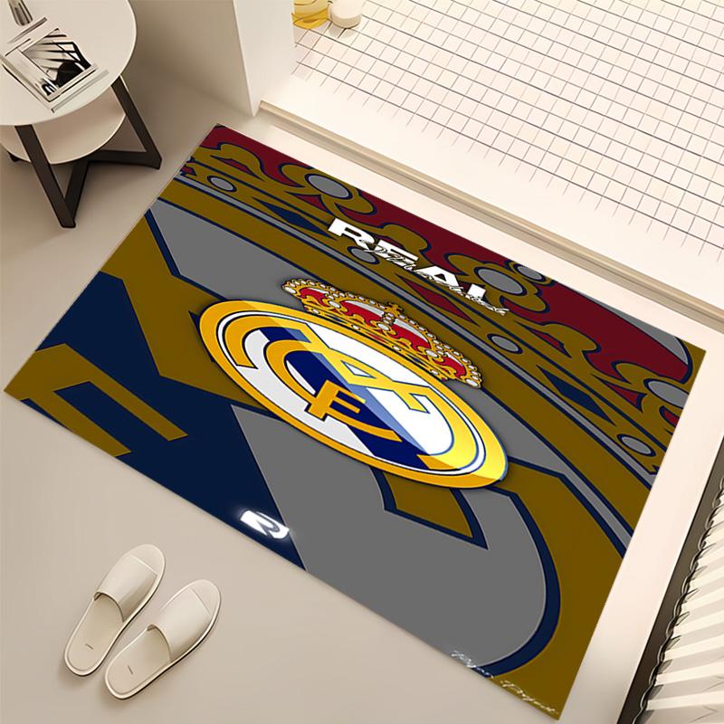 1pc Real Madrid logo Print Area Rug - Soft, Washable Non-Slip Indoor Mat, Living Room, Home Office Decorative Rug,Office Decorative