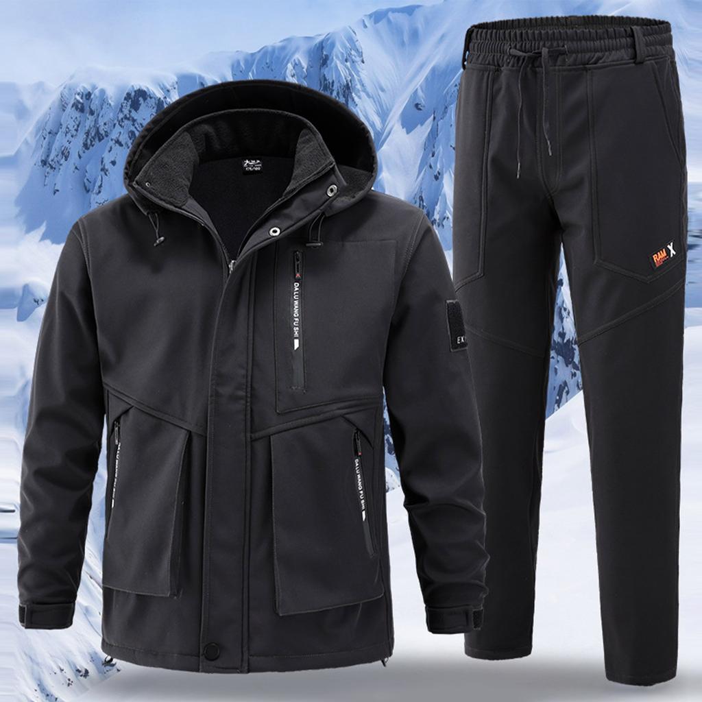 Осенне-зимний комплект водонепроницаемой плюшевой и толстой камуфляжной одежды для мужской рабочей одежды, теплая рабочая одежда, износостойкая и устойчивая к разрыву