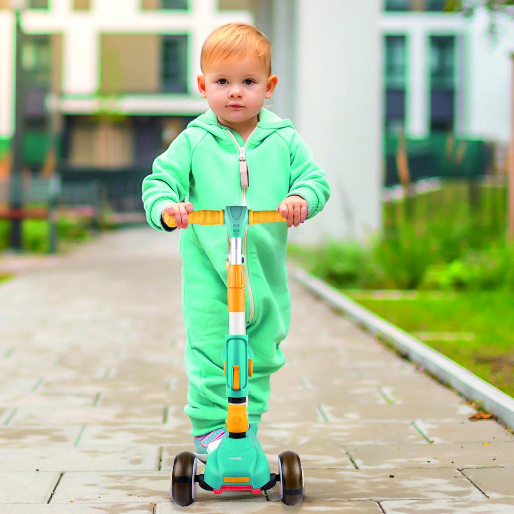 2-in-1 Kids Three-Wheeled Scooter with Seat and LED Wheels