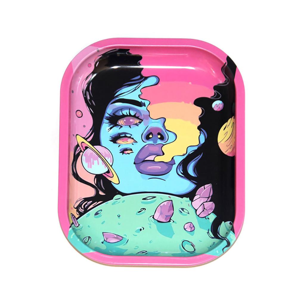 Кейс для хранения Поднос Металлический Поднос для скручивания 18x14см Контейнер из луженой стали Аксессуары для курения сигар