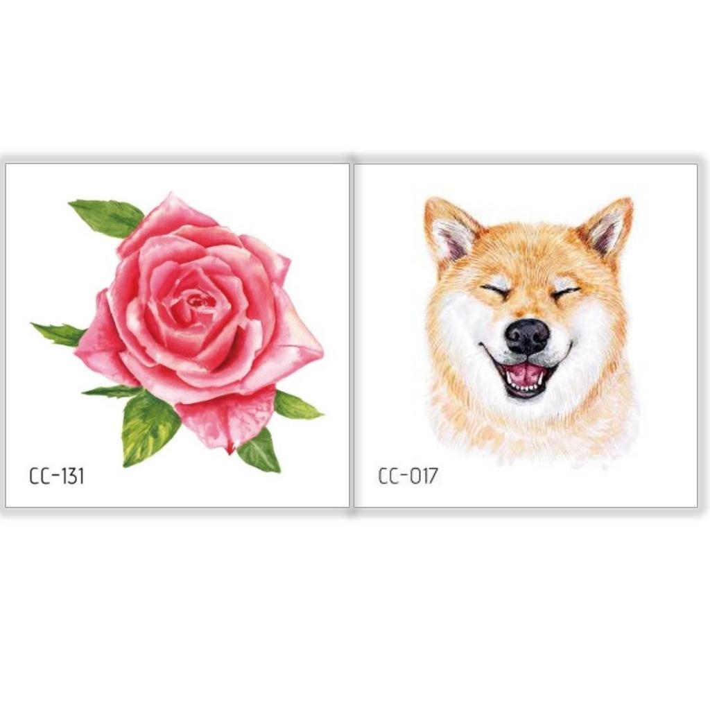 20/2 комплекта водонепроницаемых, но съемных временных татуировок с изображением милых животных и цветов