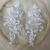 2 Pcs Embroidery Lace Applique Sewing Flower Fabric Collar Patch Motif Wedding Gown Dress Bridal DIY Crafts for Daily Wear Tailor Shops