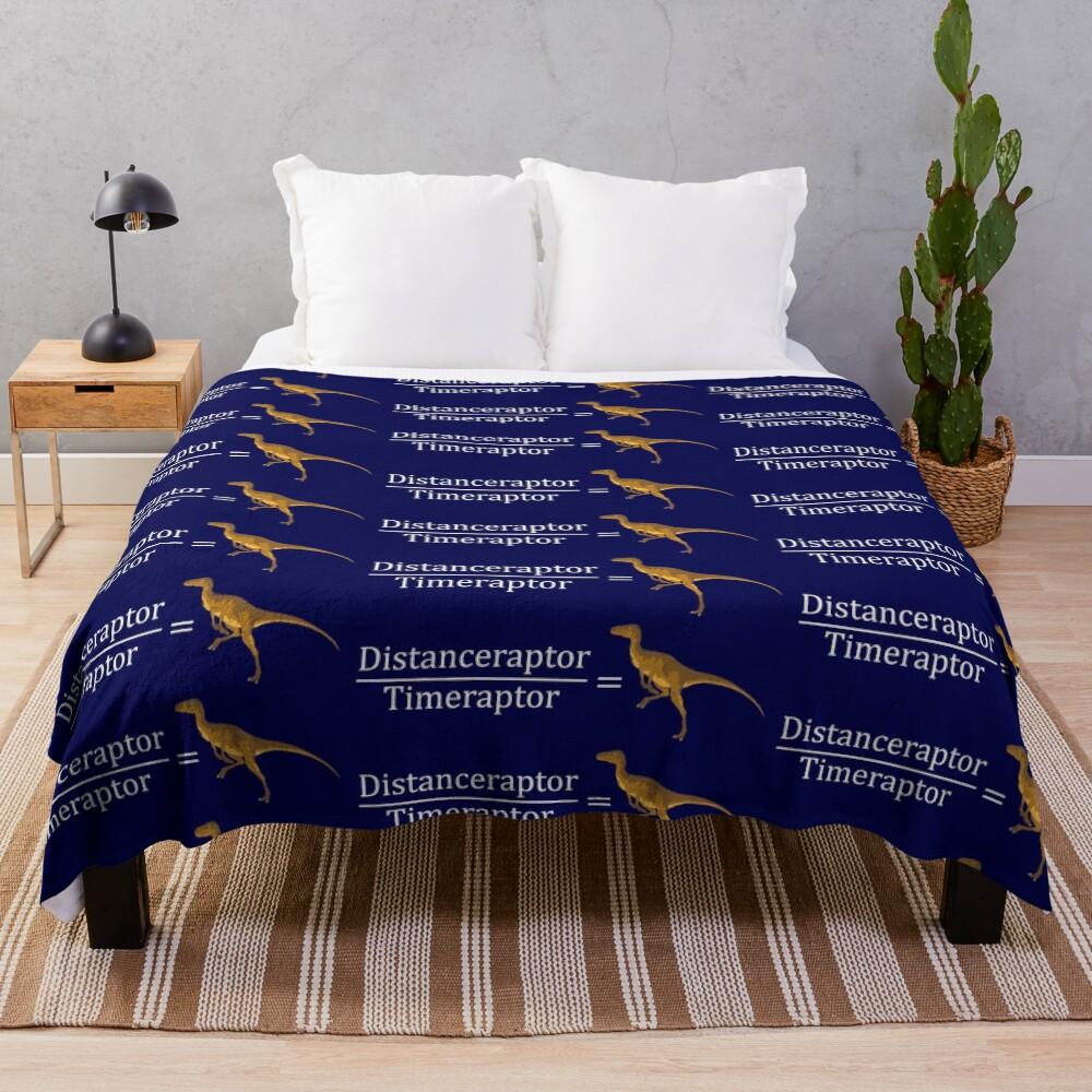 Velociraptor Math - Funny Dinosaur Velocity Formula Throw Blanket