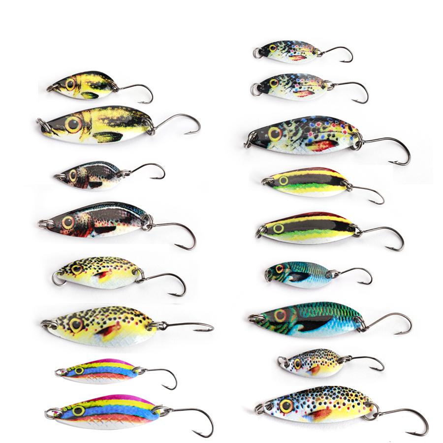 30 шт. приманок для ловли форели с красочной росписью, приманка для блесны HI BURST 3,4–5,5 г, медная металлическая рыболовная приманка для ловли форели, окуня, голавля