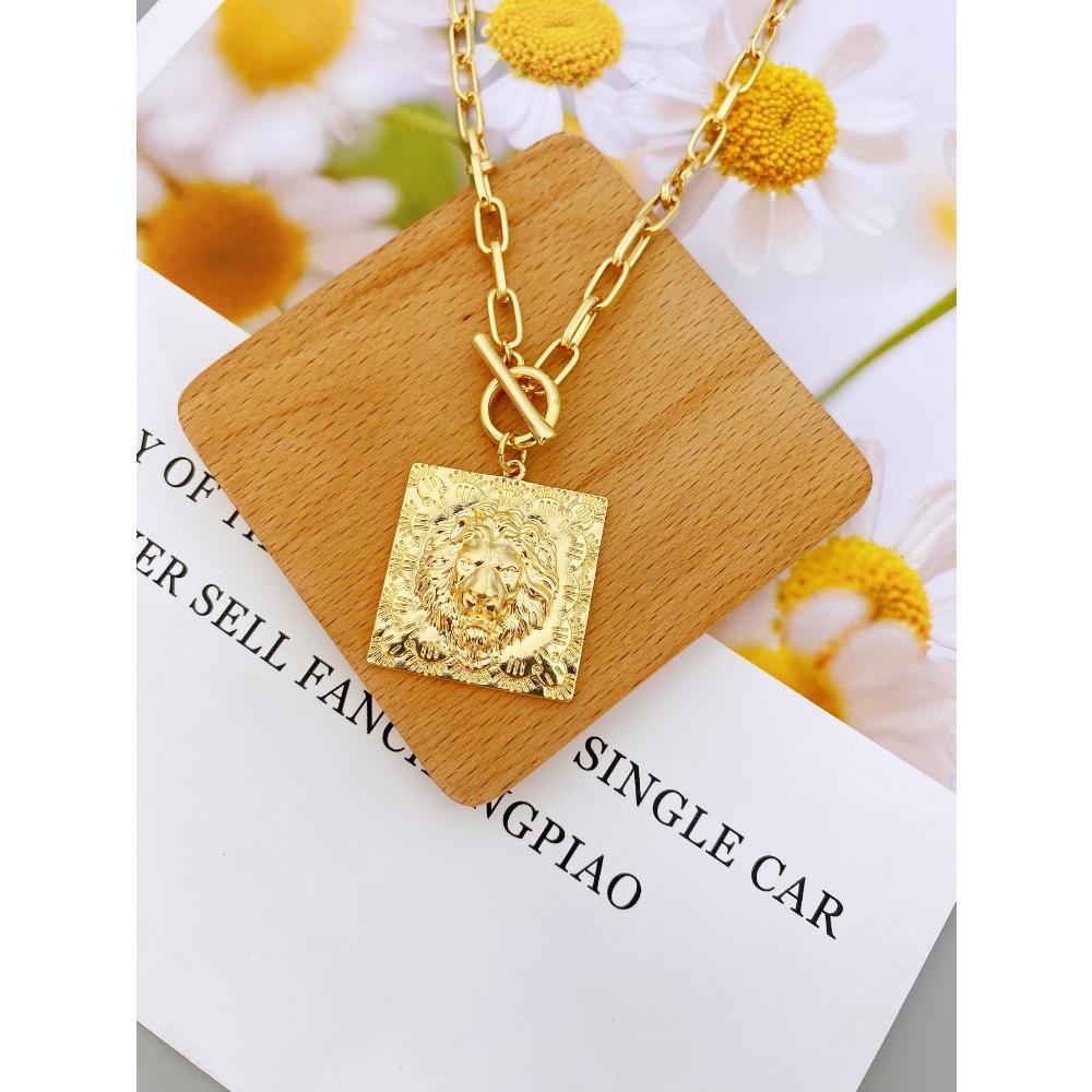 Преувеличенное короткое ожерелье с подвеской в ​​виде головы льва, ювелирное колье из цинкового сплава для женщин