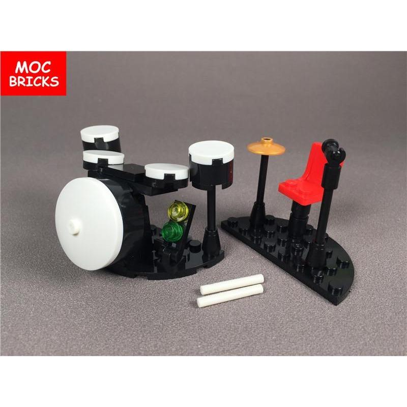 Набор MOC Кирпичи DIY Набор MOC Барабанная установка Музыкальное оборудование Микрофон Барабанные палочки Строительные блоки Фигурка Действия Куклы для детей Подарки