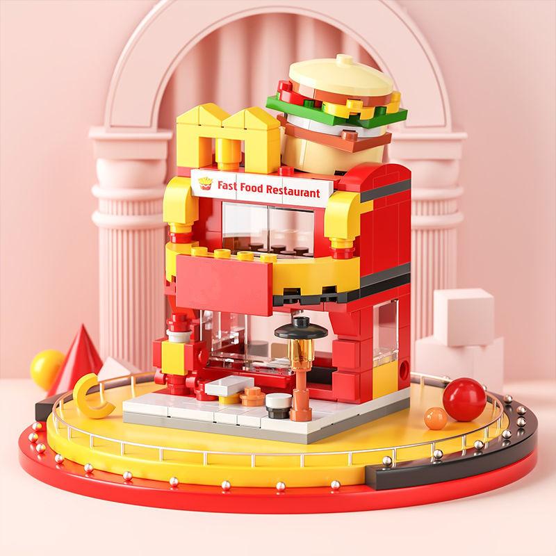 DIY Архитектурный магазин, вид на улицу, еда, дом, строительные блоки, комплект, кирпичи для девочек, классическая модель фильма, детские игрушки для детей