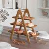 Wood 3 Tier Serving Tray Cupcake Stand Easy Assembly Wooden Farmhouse Platter