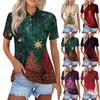 Женская модная повседневная рубашка с лацканами и короткими рукавами с рождественским принтом, женские топы на пуговицах