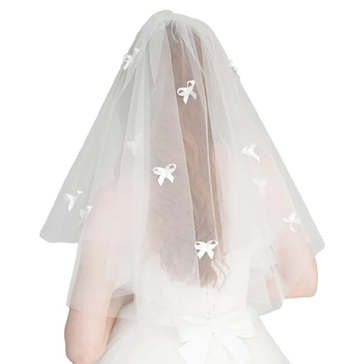 Elegant Bowknot Tulle Veil For Weddings Short Bridal Headwear With Comb Bride Accessory For Special Occasion