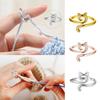 Cute Cat Ears Crochet Wire Ring Adjustable Tension Knitting Loop Sewing Yarn Accessories Thread Wrapped Rings Crochet Tools