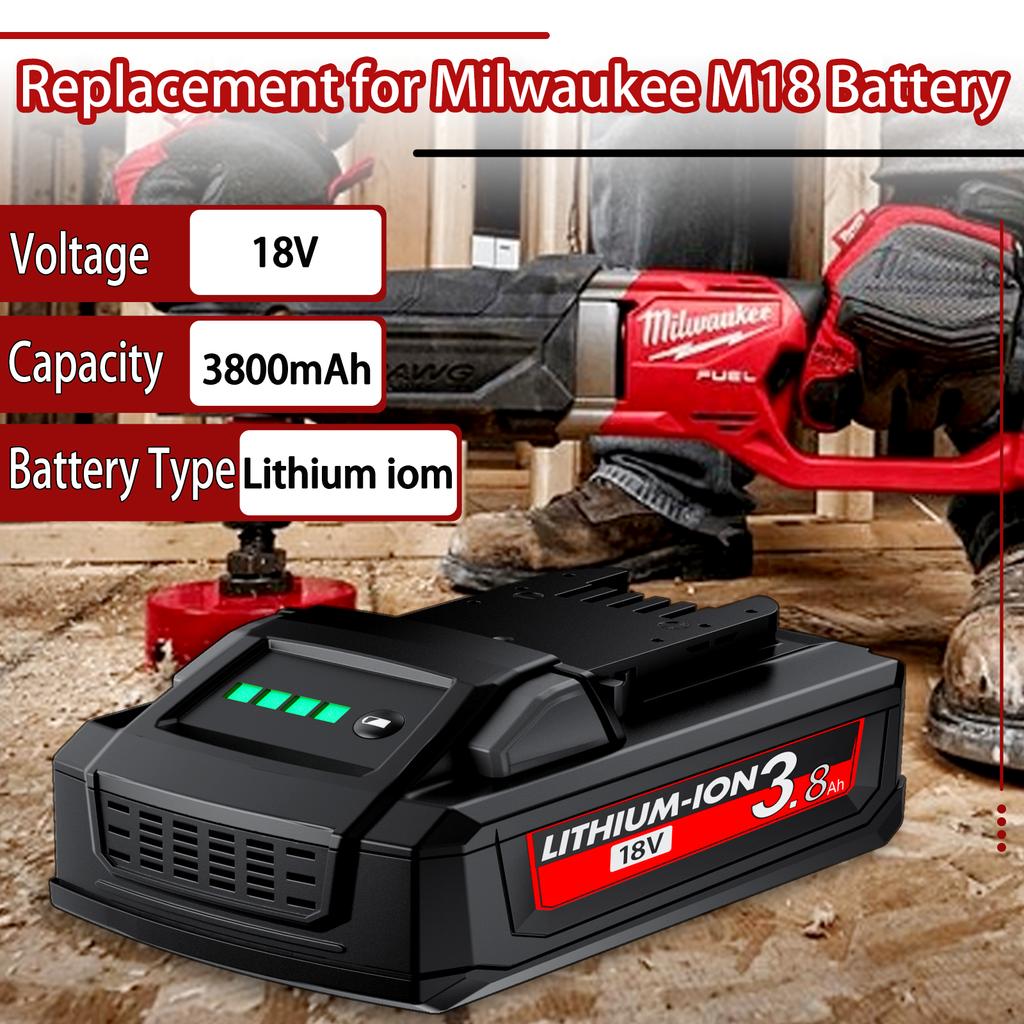 3800 мАч Для замены аккумулятора Milwaukee M18 18 В Литий-ионный аккумуляторный зарядник, Адаптер аккумулятора M18CPD-402C M18CPD Аккумулятор для электроинструмента