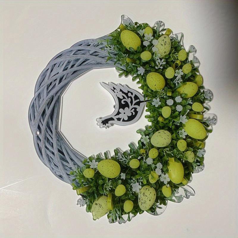 New Funny Easter Wreath with Colorful Eggs Spring Door Wall Acrylic Flat Print Decor