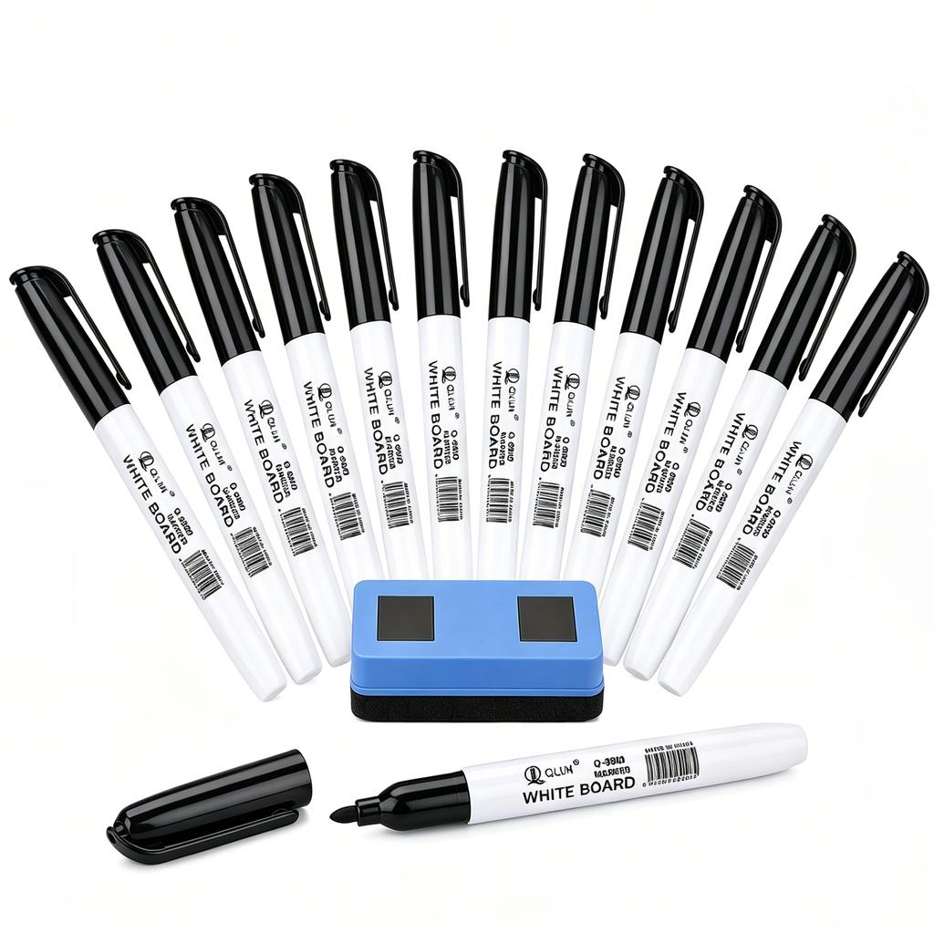 Black Dry-Erase Whiteboard Marker Pens for School and Office