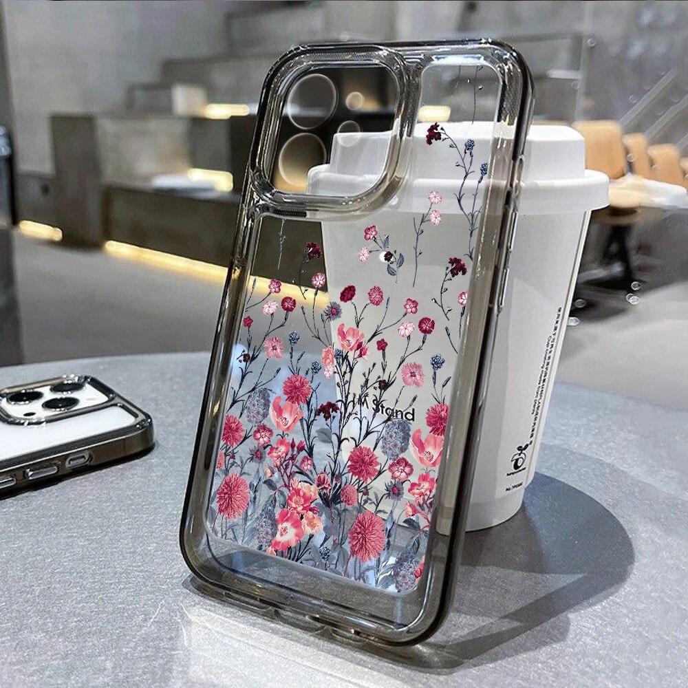 Flower Case For iPhone 11 Case iPhone 13 14 Pro Max 12 Pro XS Max 14 8 Plus XR SE Clear Shockproof Cover For iPhone 13 Pro Max