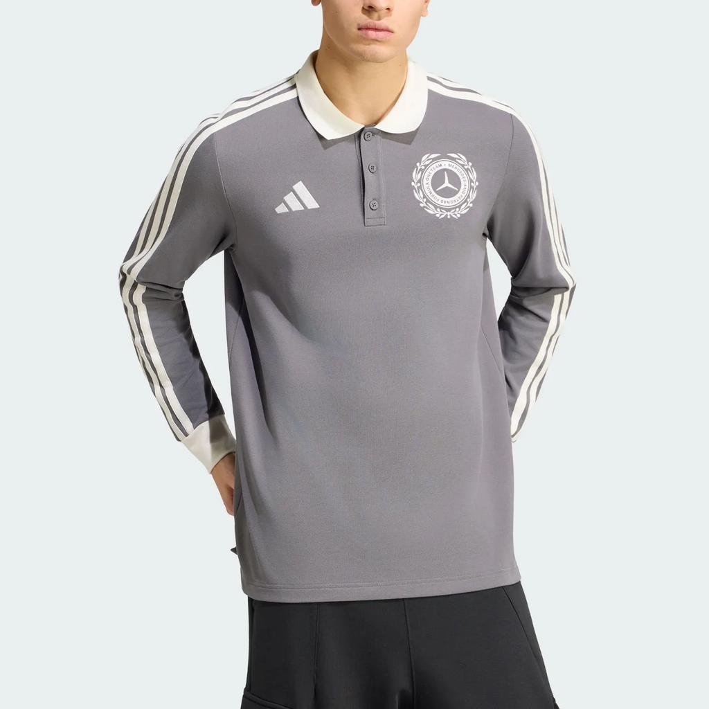 adidas Мужская футболка-поло с длинным рукавом Mercedes - Amg Petronas Formula 1 Team Silver Arrows Icon F1 в полоску KS2243