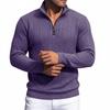Men S Stand Collar Long Sleeve Pullover Sweatshirt Jacquard Zip Detail