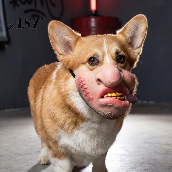 Funny Animal Masque Dog Masque, PU Foam Scary Pet Face Costume, Realistic Mouth Costume Props with Elastic Band for Dress Up, Holiday Party,