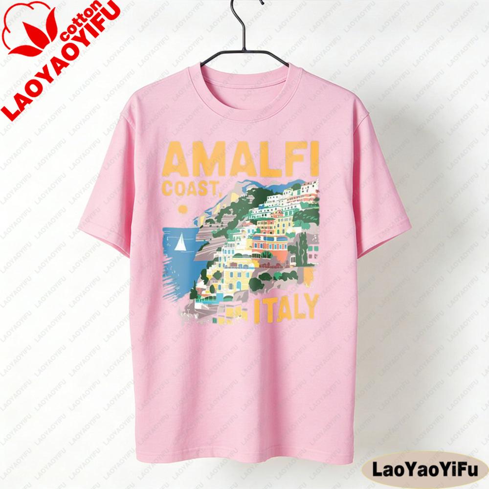 Amalfi Coast Shirt Italy Coastal Adventure TShirt Italian Beach Resort Clothing Unisex Daily Life Fashion Casual Cotton Tee Tops