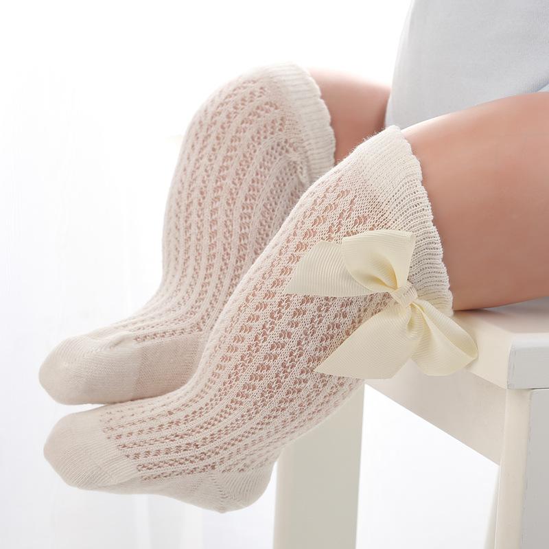 Baby Girl Socks Toddler Baby Bow Cotton Summer Mesh Baby Knee Socks Newborn Infant Non-slip Long Princess Baby Kids Thin Socks